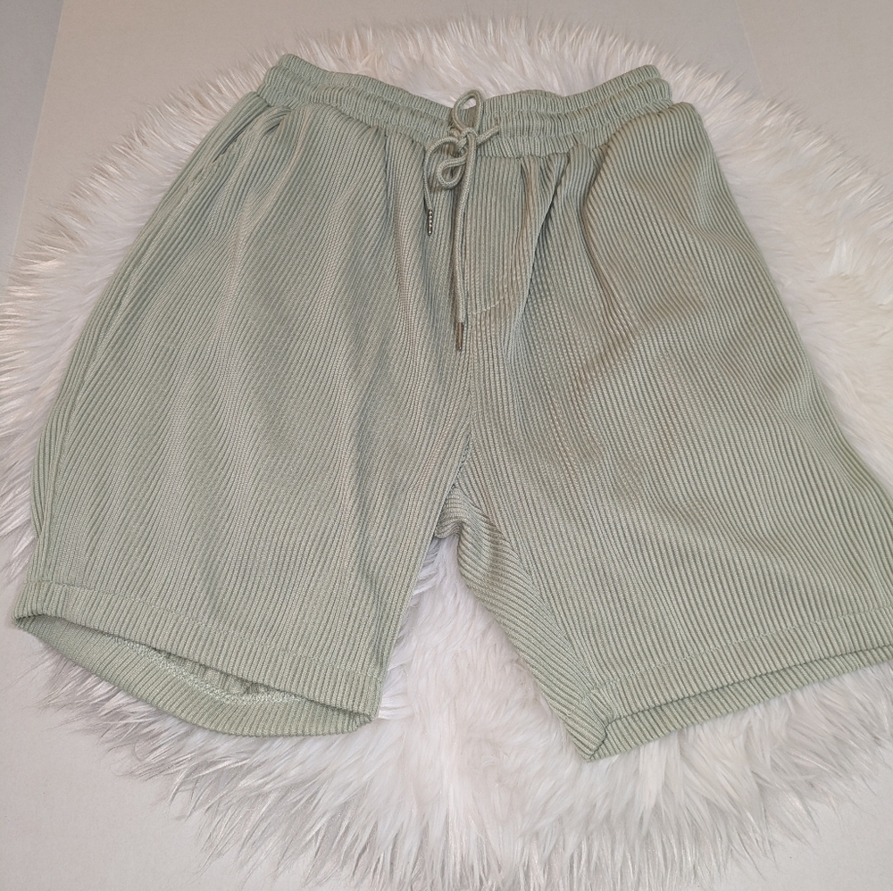 Coofandy Mens Casual Ribbed Elastic Drawstring Waist Shorts Size M EUC